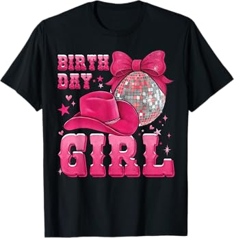 Birthday Cowgirl Western Disco Birthday Girl Party T-Shirt