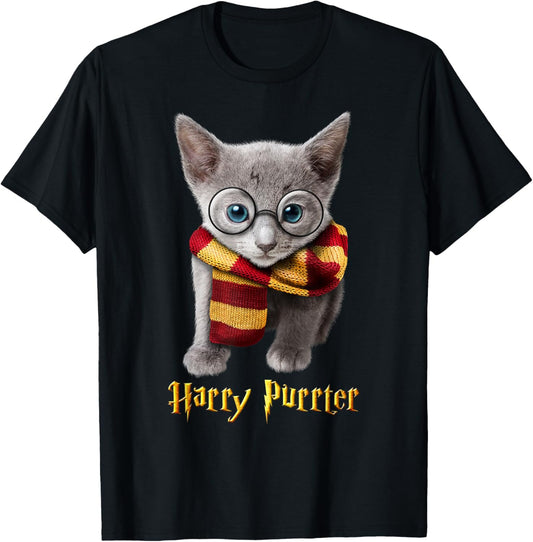 Harry Purrter - Cute & funny Cat tshirt for halloween kitten
