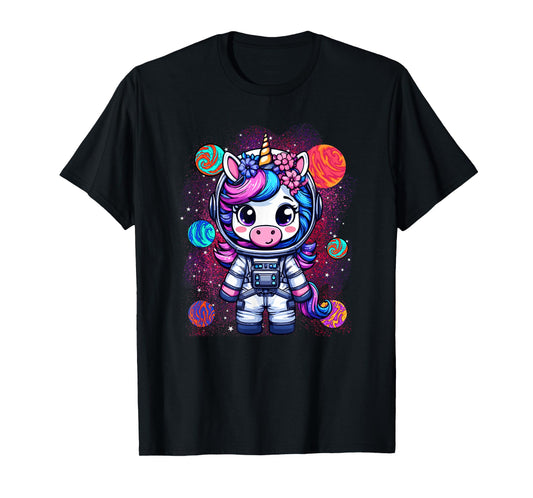 Unicorn Astronaut Cute Space Suit Galaxy Planet Womens Girls T-Shirt