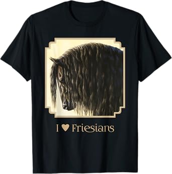 I Heart (Love) Friesians Beautiful Black Draft Horse T-Shirt