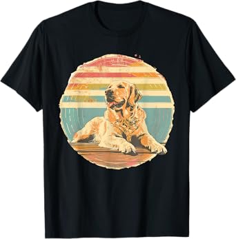 Golden Retriever Distressed Retro Sun Dog Lover T-Shirt