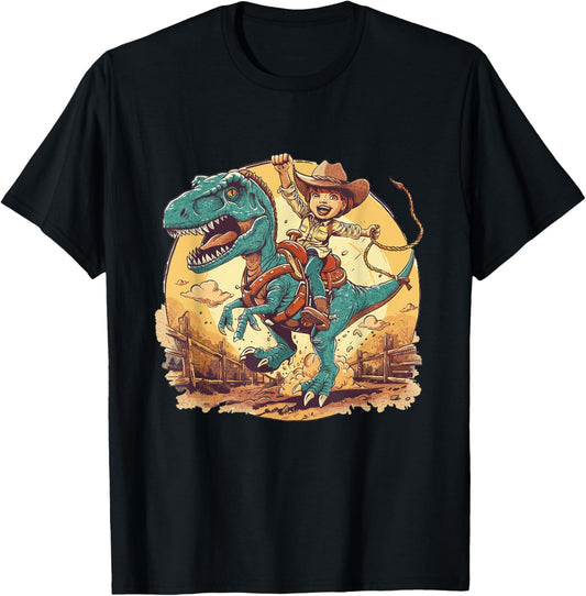 Dino Cowgirl Girls' Dinosaur Rodeo Rider - Nursery T-Shirt