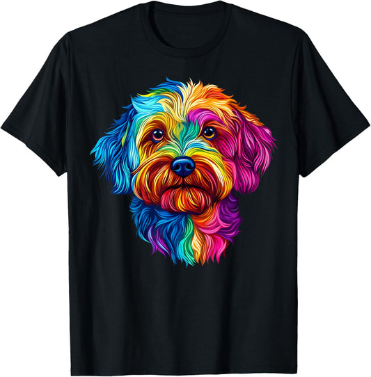 Colorful Maltipoo Face Cute Dog Lover Men Women Black T-Shirt