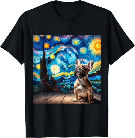 French Bulldog Starry Night Shirt Vincent Van Gogh Frenchie T-Shirt