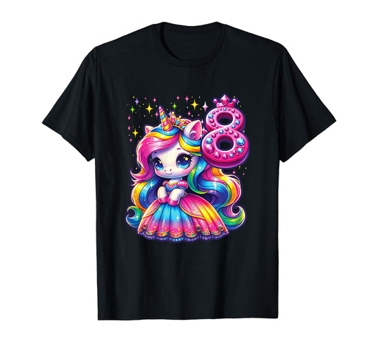 Unicorn Princess 8th Birthday 8 Year Old Party Girl Outfit T-Shirt