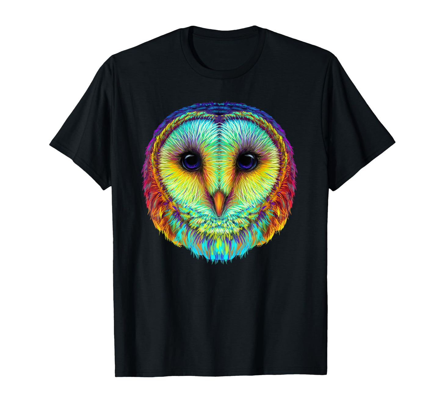 colorful cute Barn owl head art face for lovers birds animal T-Shirt