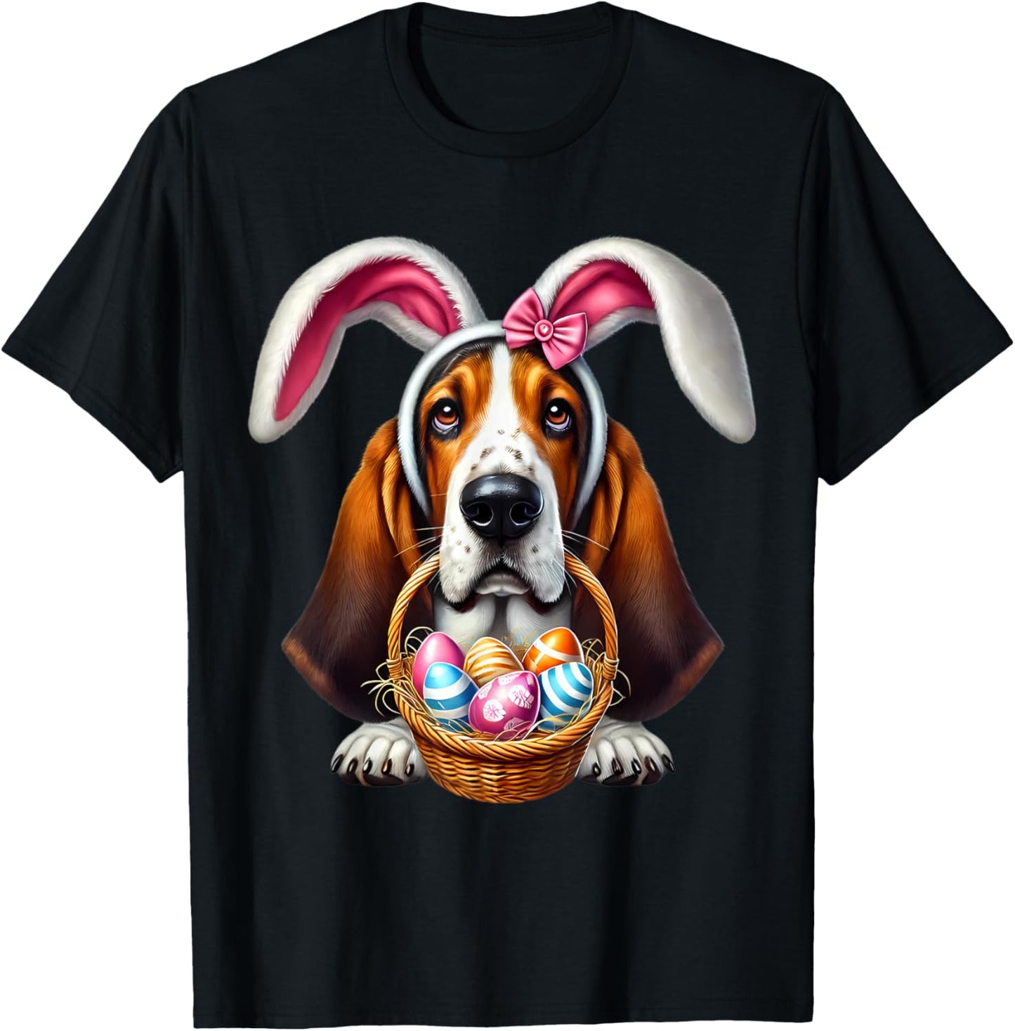 Cute Bunny Ear Basset Hound Dog Easter Eggs Owner Lover Mom T-Shirt