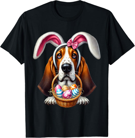 Cute Bunny Ear Basset Hound Dog Easter Eggs Owner Lover Mom T-Shirt