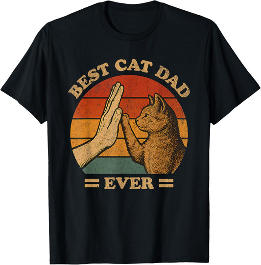 Vintage Best Cat Dad Ever Funny Cat Lover Father's Day T-Shirt