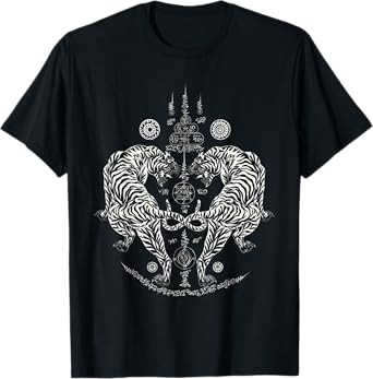 Sak Yant Thai Tattoo Twin Tiger For Muay Thai Fighter. T-Shirt