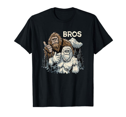Funny Bros Bigfoot and Yeti Brothers Sasquatch Awesome Cool T-Shirt
