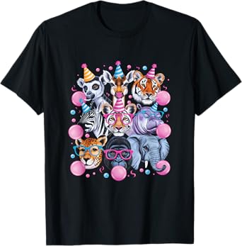 Zoo Animals Wildlife Birthday Zoo Day Animal Bubble Gum T-Shirt