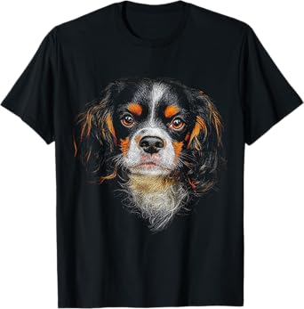 Cavalier King Charles Spaniel Dog Motif Pet Illustration T-Shirt