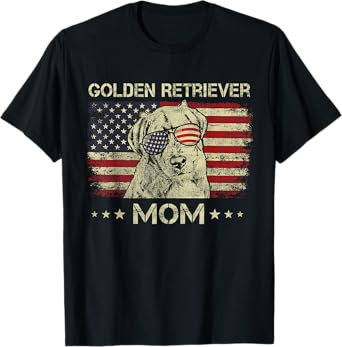 Golden Retriever Mom Dog Lovers American Flag 4th Of July T-Shirt for Women Men