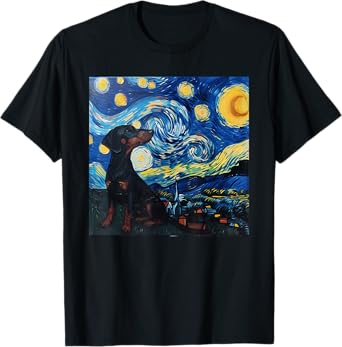 Dachshund Dog Van Gogh Starry Night T-Shirt