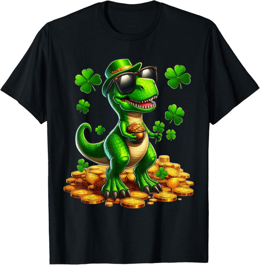 Dinosaur T Rex Happy St. Patricks Day Shamrock Patrick's Day T-Shirt