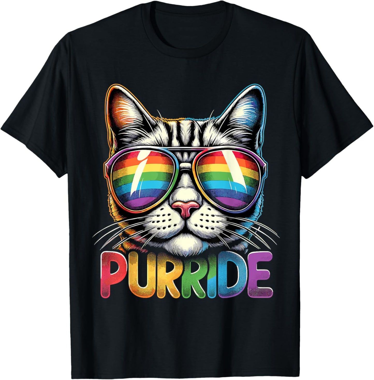 Funny Cat Gay Pride Rainbow LGBTQ T-Shirt