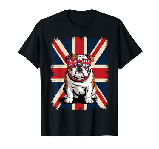 Union Jack Funny Bulldog UK Flag British Kids Boys Girls Men T-Shirt