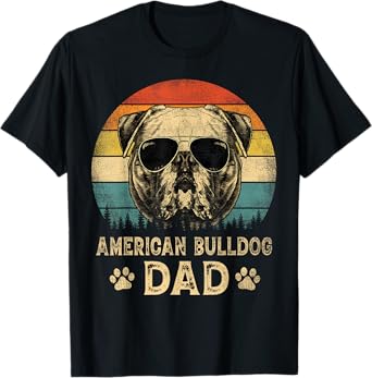 Vintage American Bulldog Dad Dog Lovers Father's Day Tee T-Shirt for Men Women