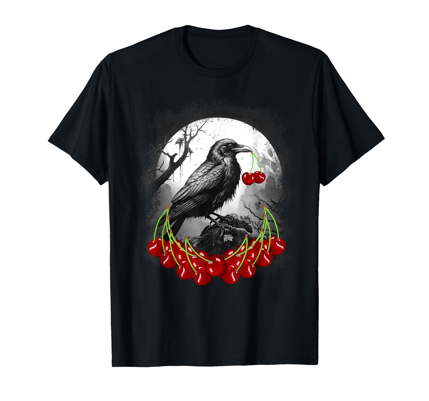 Mystical Bird Birds Crows Crows Cherry Cherries Ravens T-Shirt