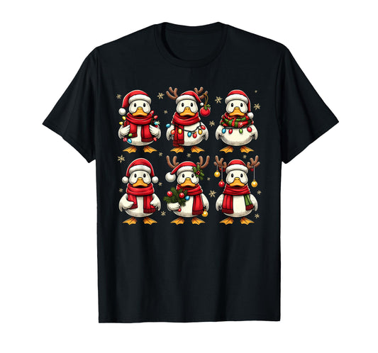 Cute Duck Santa Christmas Lights Funny Xmas Animal Lover T-Shirt