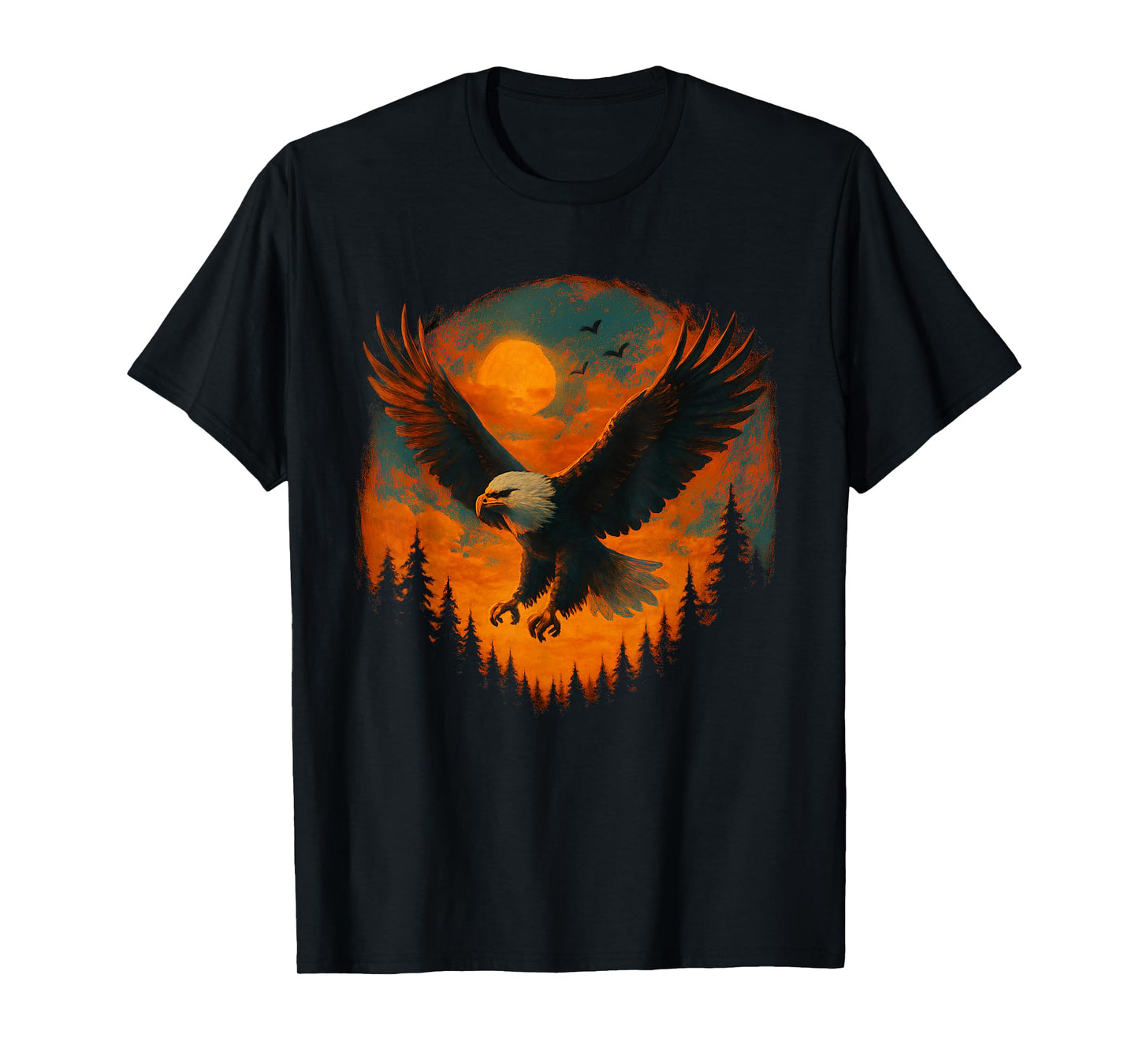 Retro Eagle Flying Forest Animal Wildlife Vintage Bird Lover T-Shirt