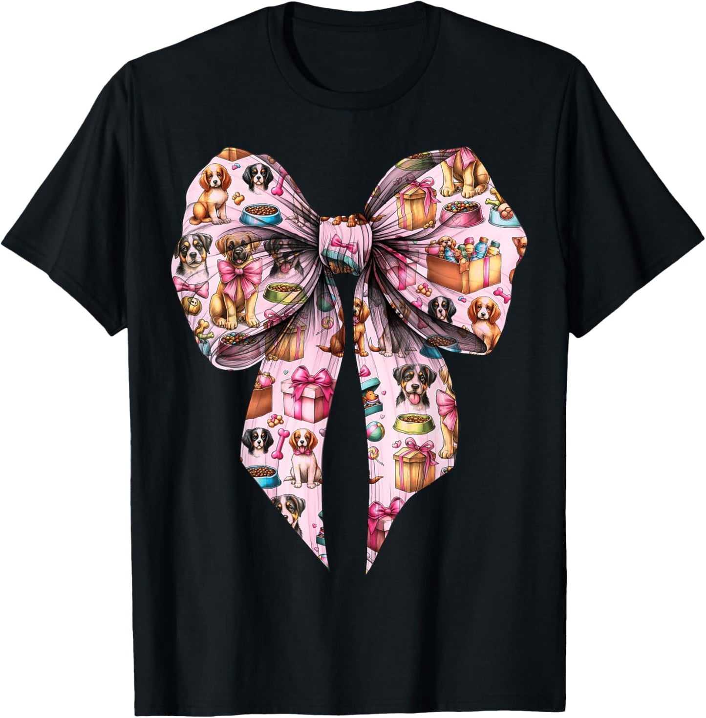 Coquette Bow Dog Sitting Dog Walker Girl Mom Mother's Day T-Shirt