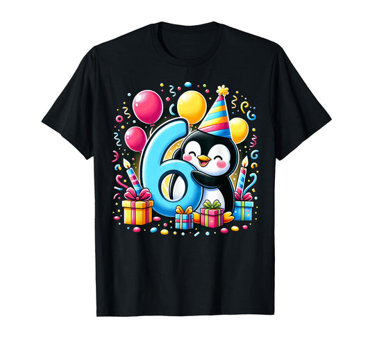 Kids Penguin Theme sixth Bday Party 6th Penguin Birthday T-Shirt