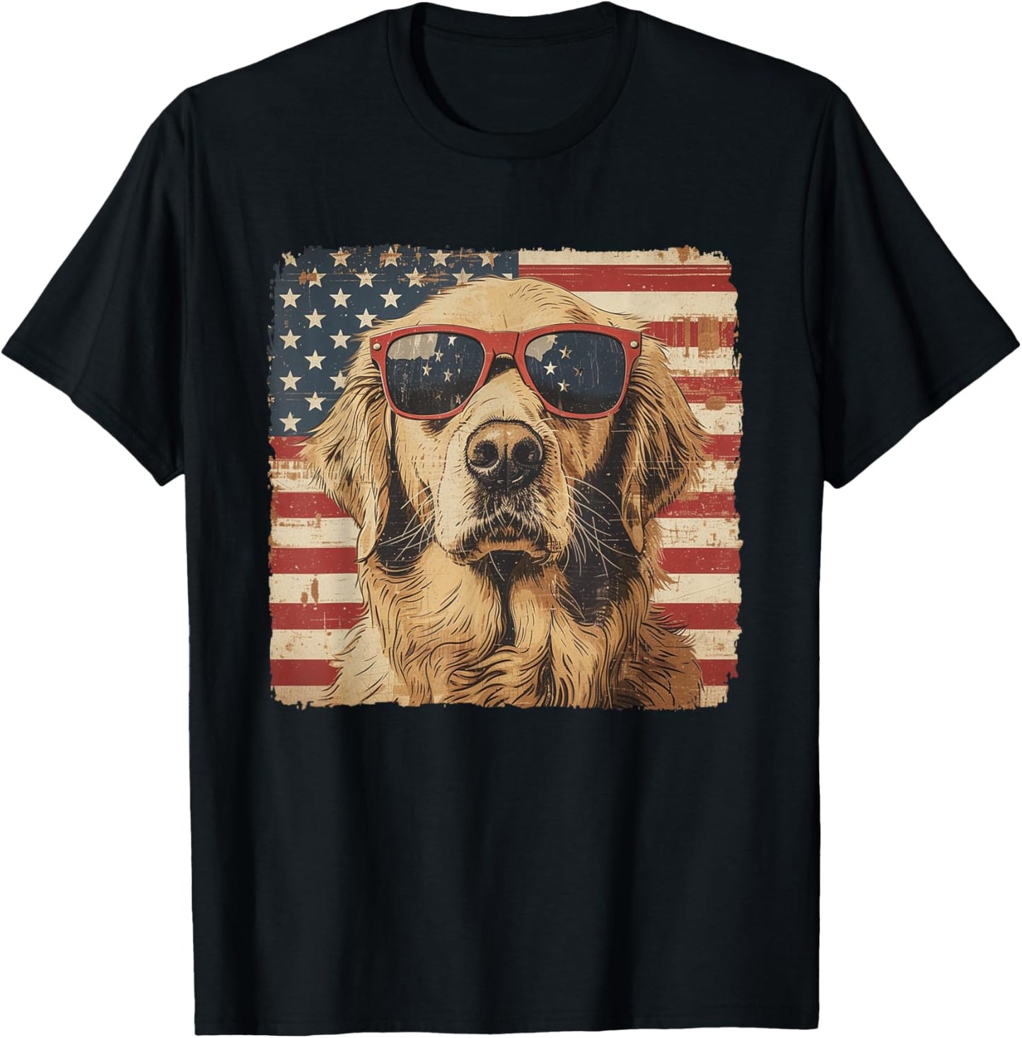 Golden Retriever Dog Patriotic Fourth of July Mens Boys Kids T-Shirt