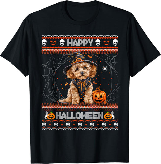 Happy Halloween Ugly Poodle Howl-o-ween Pumpkin Dog lover T-Shirt
