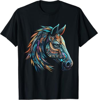 Horse Lover Mandala Artwork | Animal Motif Horse T-Shirt