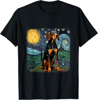 Dog in starry night van gogh Black and Tan Coonhound T-Shirt