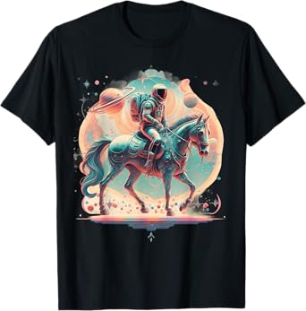 Astronaut Cowboy Riding a Horse in Space T-Shirt