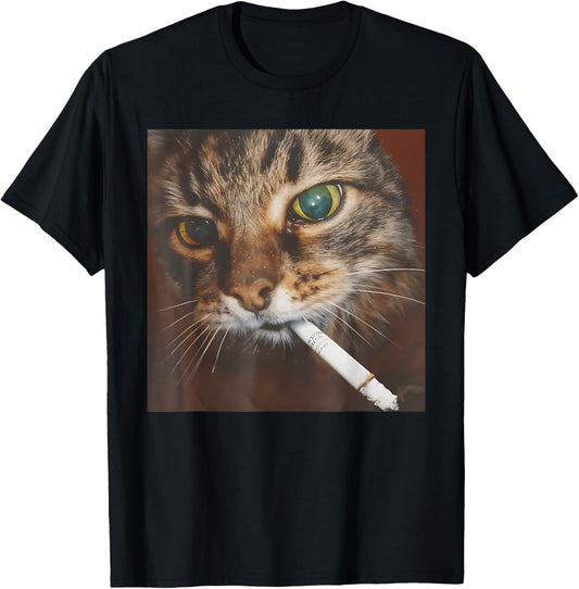 Funny Smoking Cat, Cigarette Kitty Gen Z Meme, Cat Lover T-Shirt