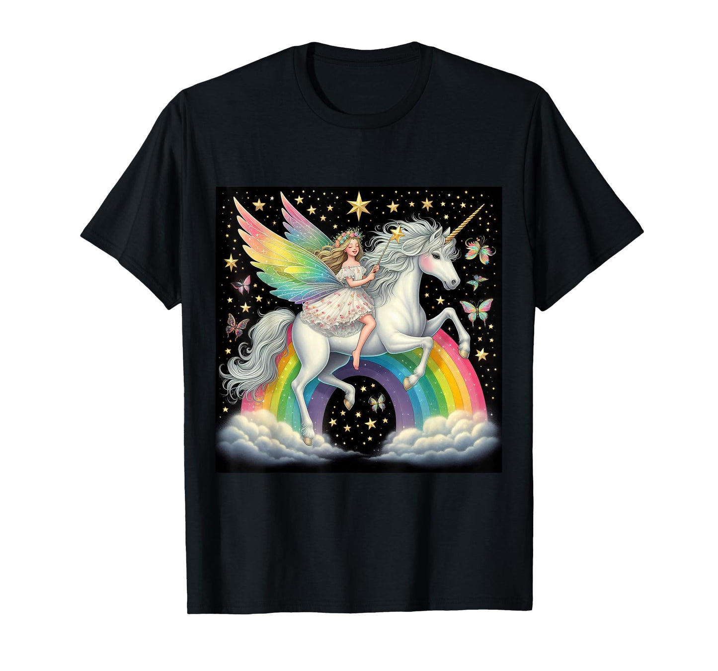 Fairy Riding A Unicorn Boys Girls Men Women Kids Adults T-Shirt
