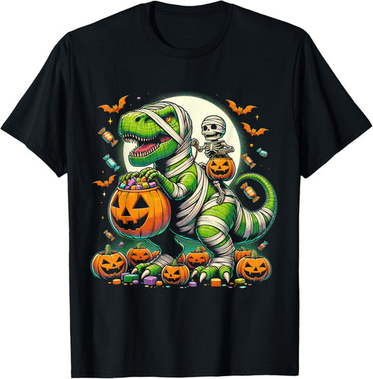 Halloween Funny T Rex Dinosaur Mummy Boys Trick Treat T-Shirt