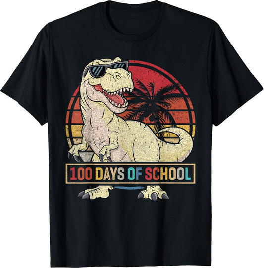 100 Days of School Dinosaur 100 Days Smarter Kids 100th Day T-Shirt