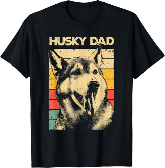 Husky Dad Art For Father Men Husky Lover Siberian Husky Dog T-Shirt