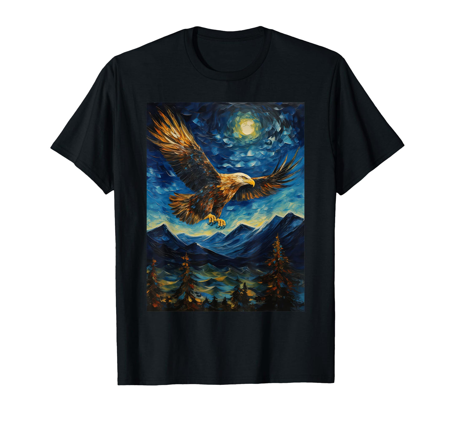 Eagle Starry Night Van Gogh Style Graphic T-Shirt