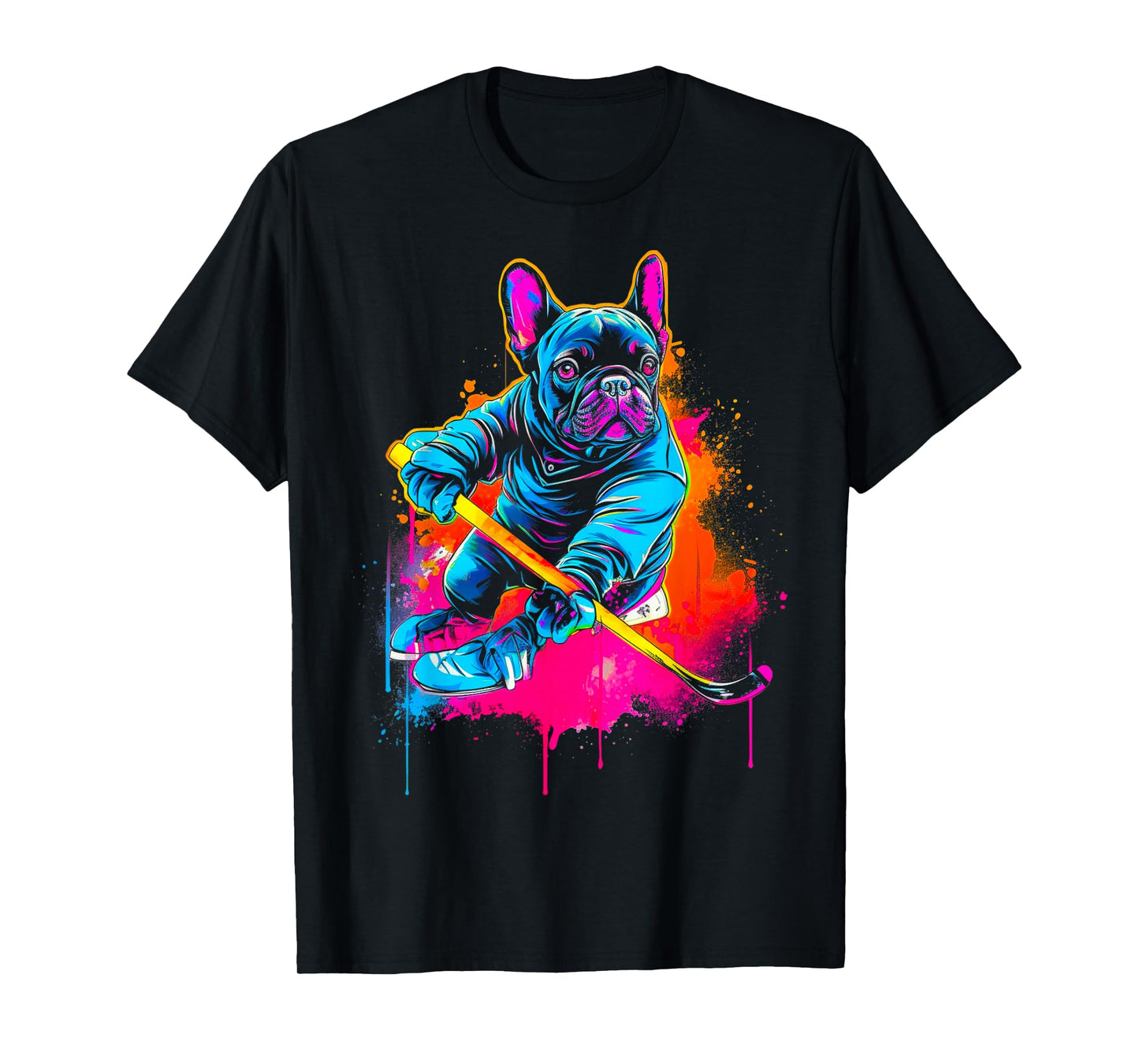 Pop Art French Bull Dog Hockey T-Shirt