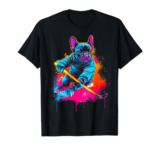 Pop Art French Bull Dog Hockey T-Shirt