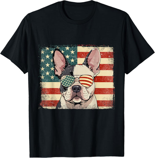 Patriotic French Bulldog Dog Lover USA Flag 4th Of July T-Shirt