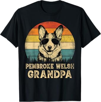 Vintage Pembroke Welsh Corgi Grandpa Dog Lovers Father's Day T-Shirt for Men Women