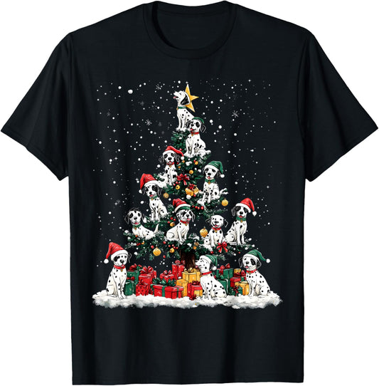Dalmatian Christmas Tree Dog Santa Xmas Merry Dogmas T-Shirt