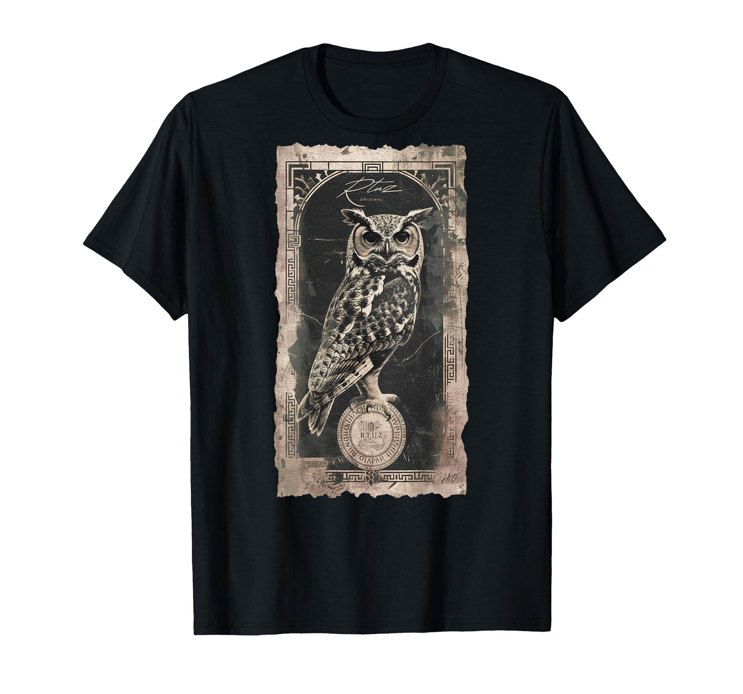 Elegant night owl wild animal owls bird backprint owl T-Shirt
