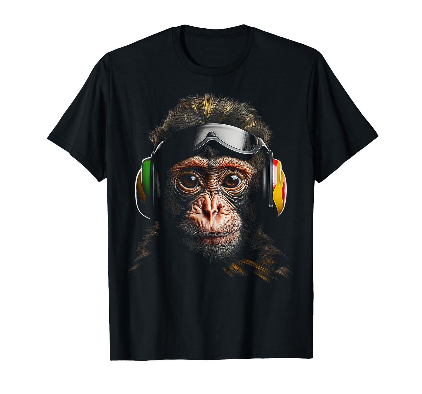 Monkey Headphone Animal Sunglass Art Monkey T-Shirt