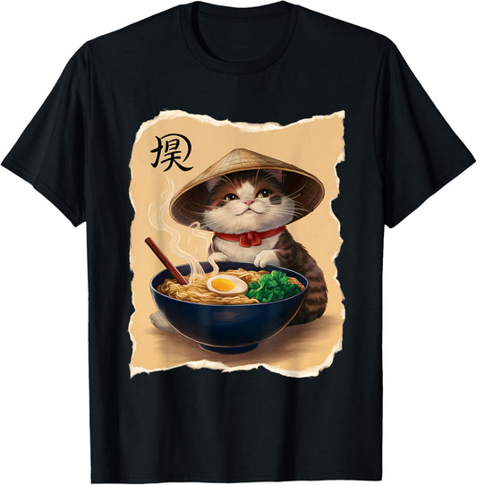 Cat Men Women Kawaii Food Ramen Japanese Cat T-Shirt