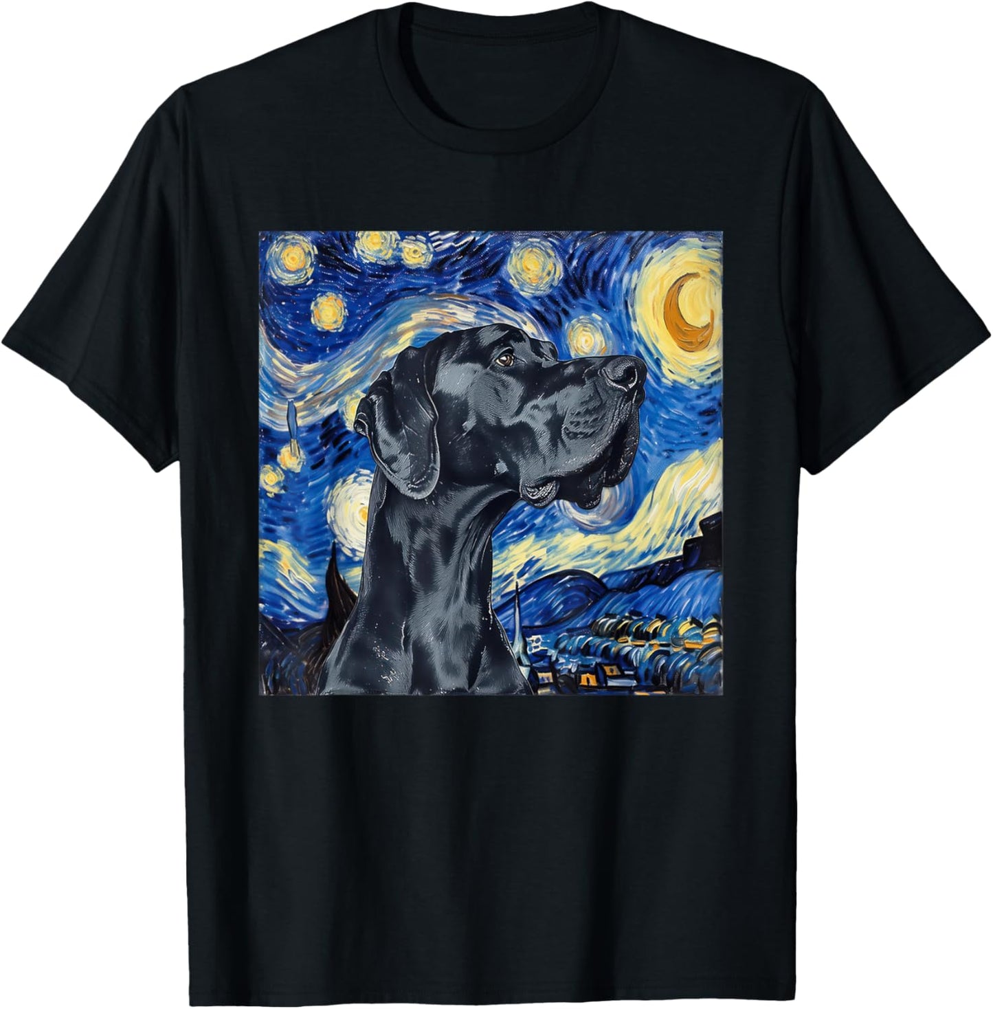 Great Dane Dog Van Gogh Style Starry Night T-Shirt