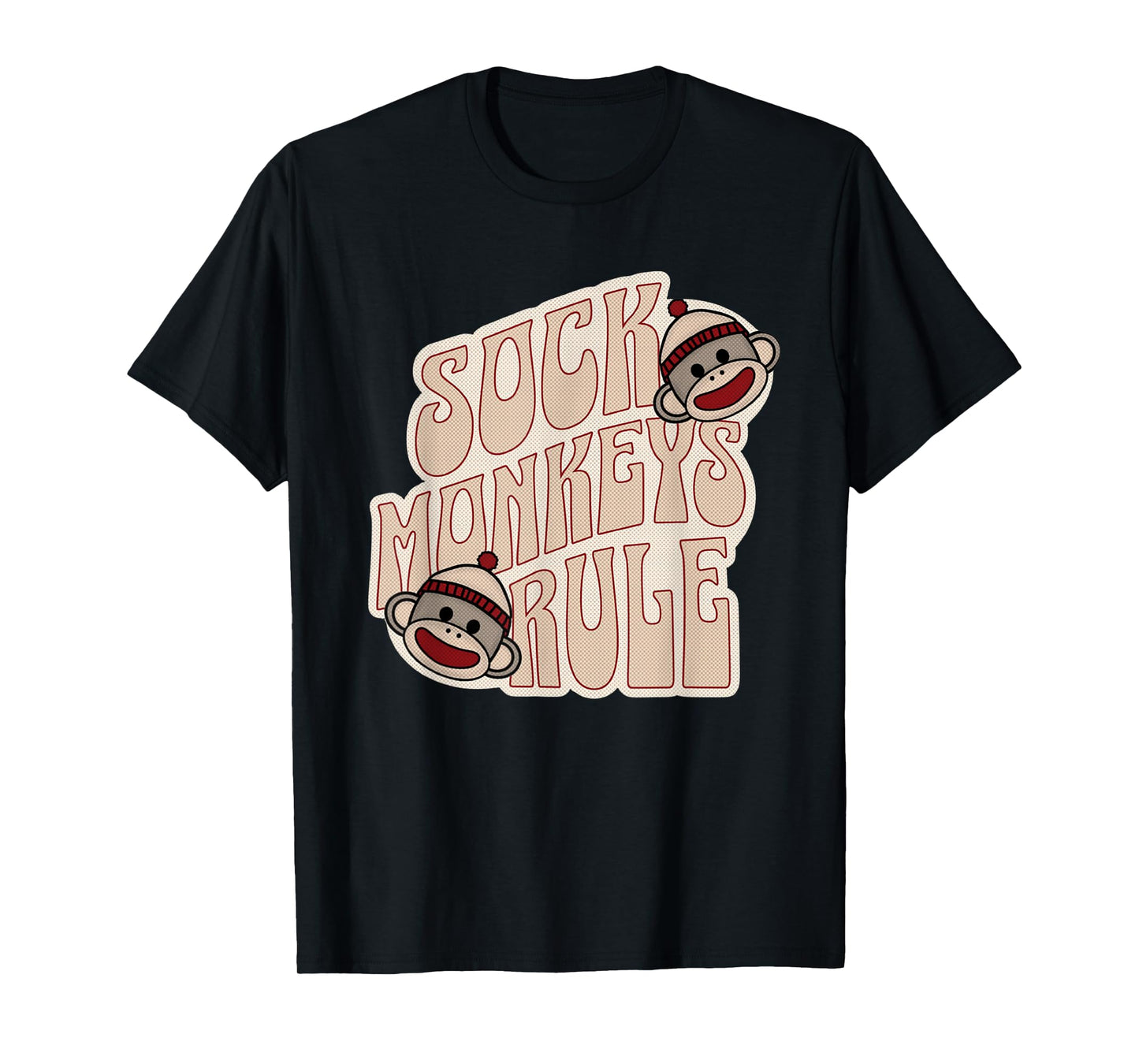 Sock Monkeys Rule Groovy Logo Vintage Sock Monkeys T-Shirt