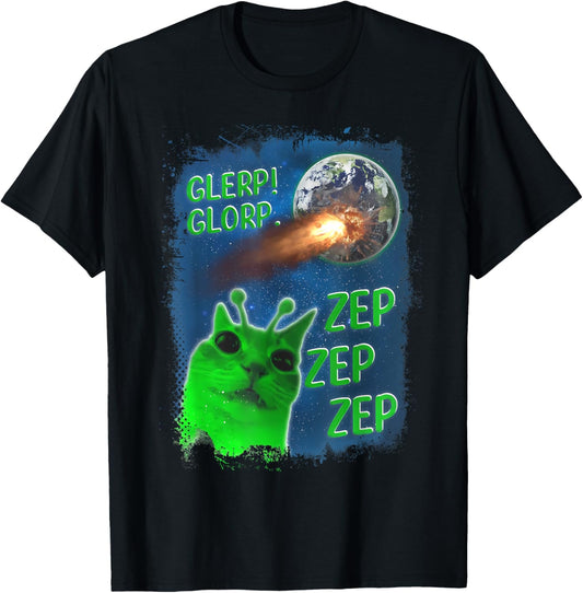 Glerp Glorp Funny Alien Cat Dank Meme Brainrot T-Shirt
